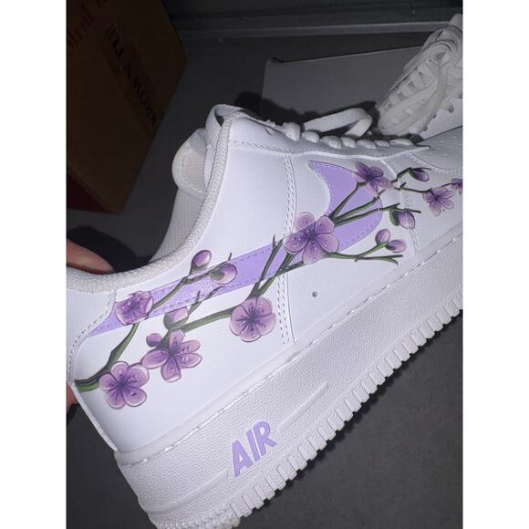 Drip Custom Painted Nike Air Force 1’s - Size 9 - Lilac Blossoms main image 6